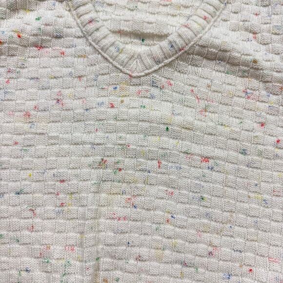 Vintage 80s New Attitude Knit Sweater Vest White Rainbow Speckled, Size M - Picture 5 of 7
